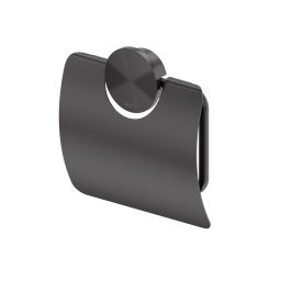 Geesa Opal toiletrolhouder met klep 14 x 2,3 x 13,7 cm, zwart metaal geborsteld