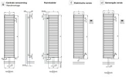 Zehnder Subway radiator elektrisch 450x1291mm wit ral 9016, wit ral9016